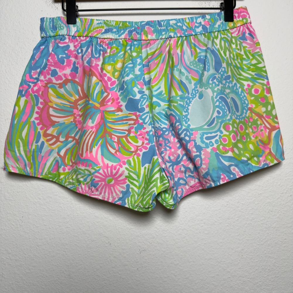 Lilly Pulitzer Women Run Around Shorts Medium Multi Lovers Coral Floral Preppy - Picture 7 of 9